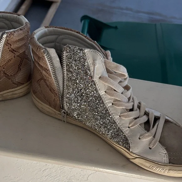 Golden Goose Glitter High-Top Sneakers - Gray, Pink, Silver - Picture 4 of 9